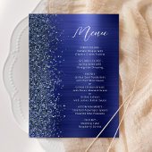 Trouwmenu met Navy Blauwe Glam Glitter Script Menu