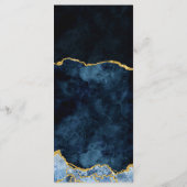 Trouwmenu met Navy Blauwe Gouden Folie Agate Marme Menu (Achterkant)