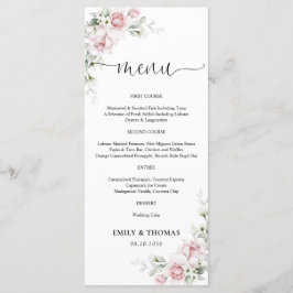 Trouwmenu met Roze Rozen Menu