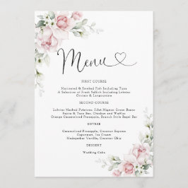 Trouwmenu met Roze Rozen Menu