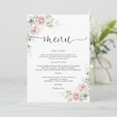 Trouwmenu met Roze Rozen Menu (Staand voorkant)
