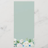 Trouwmenu met saliegroen blauwe pioen menu (Achterkant)
