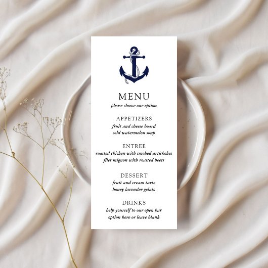 Trouwmenu met scheepsanker menu