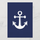 Trouwmenu met scheepvaartthema in marineblauw op m menu (Achterkant)