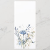 Trouwmenu met stoffig blauwe champagne hydrangea menu (Achterkant)