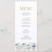 Trouwmenu met stoffig blauwe champagne hydrangea menu (Voorkant)