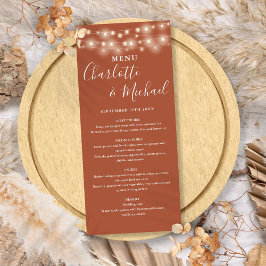 Trouwmenu met Terracotta Sliertverlichting Menu