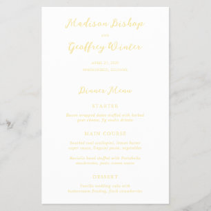 Trouwmenu met Vet Schrifttype Boter Gele Budget Flyer