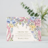 Trouwmenu met vintage bloemenframe bedankkaart (Staand voorkant)
