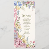 Trouwmenu met vintage bloemenframe menu (Achterkant)