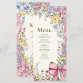 Trouwmenu met vintage bloemenframe menu (Voorkant / Achterkant)