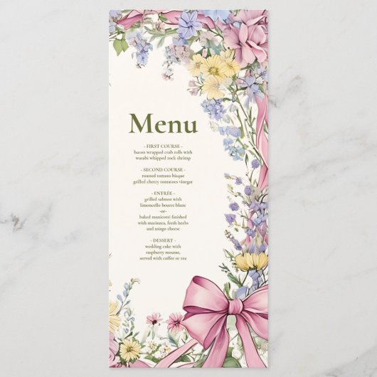 Trouwmenu met vintage bloemenframe menu (Voorkant)