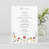 Trouwmenu met wilde bloemen in bloei menu (Staand voorkant)