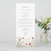Trouwmenu met wilde bloemen menu (Staand voorkant)