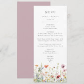 Trouwmenu met wilde bloemen menu (Voorkant / Achterkant)