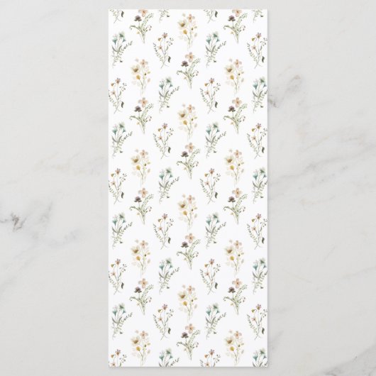 Trouwmenu met wilde bloemen menu (Achterkant)
