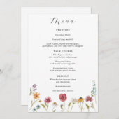 Trouwmenu met wilde bloemen menu (Voorkant / Achterkant)