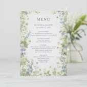 Trouwmenu met wilde bloementuin chic menu (Staand voorkant)