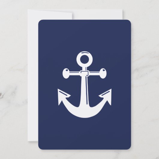 Trouwmenu met zeemotief in marineblauw op maat gem kaart (Achterkant)