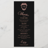 Trouwmenu Monogram Kaarten Zwart en Roze Goud (Voorkant)
