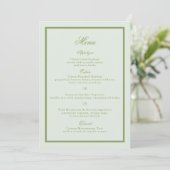 Trouwmenu Moss Green Estate Kaart (Staand voorkant)