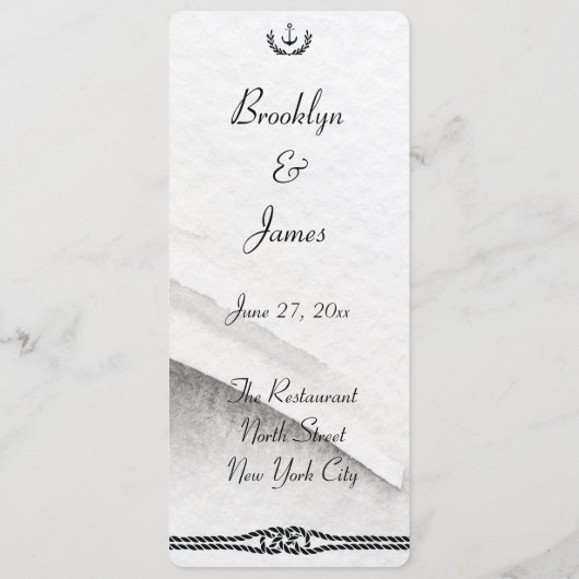 Trouwmenu Nautisch Thema Grijs en Wit Menu (Achterkant)