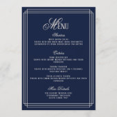 Trouwmenu Navy Old Money Kaart (Voorkant)