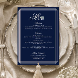 Trouwmenu Navy Old Money Kaart