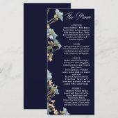 Trouwmenu NavyFloral, Minimaal Menu, Elegant Menu (Voorkant / Achterkant)