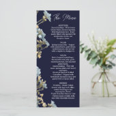 Trouwmenu NavyFloral, Minimaal Menu, Elegant Menu (Staand voorkant)
