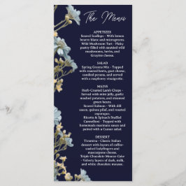 Trouwmenu NavyFloral, Minimaal Menu, Elegant Menu