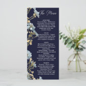 Trouwmenu NavyFloral, Minimaal Menu, Elegant Menu (Staand voorkant)
