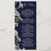 Trouwmenu NavyFloral, Minimaal Menu, Elegant Menu (Voorkant)