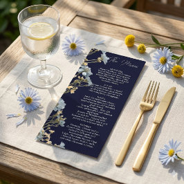 Trouwmenu NavyFloral, Minimaal Menu, Elegant Menu