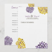Trouwmenu Paarse & Gele Dahlia Bloemen Menu (Voorkant / Achterkant)