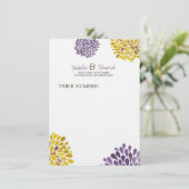 Trouwmenu Paarse & Gele Dahlia Bloemen Menu (Staand voorkant)