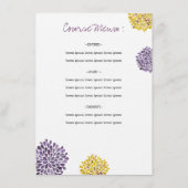 Trouwmenu Paarse & Gele Dahlia Bloemen Menu (Achterkant)