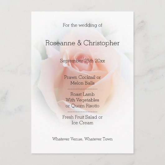 Trouwmenu Peach Roze Rosebud Menu (Achterkant)