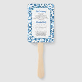 Trouwmenu Programma Chintz Blauw & Wit Bloemen Handwaaier (Achterkant)
