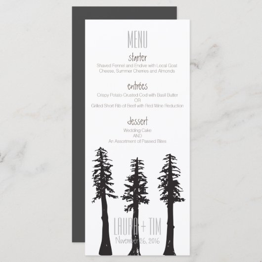 Trouwmenu Redwood Trees Menu (Voorkant / Achterkant)