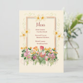 Trouwmenu Romantische Tuin Bloemen Menu (Staand voorkant)