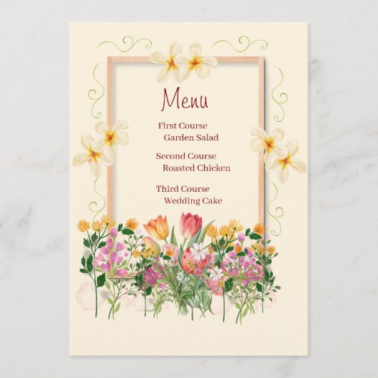 Trouwmenu Romantische Tuin Bloemen Menu (Voorkant)