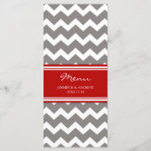 Trouwmenu Rood Grijs Chevron Menu (Achterkant)
