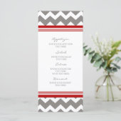 Trouwmenu Rood Grijs Chevron Menu (Staand voorkant)
