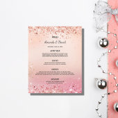 Trouwmenu roos goud roze confetti