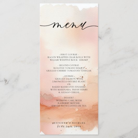 Trouwmenu RoseGold Waterverf Menu (Voorkant)