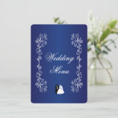 Trouwmenu Royal Blue Coloured Bruid Groom Menu (Staand voorkant)