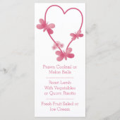 Trouwmenu Roze Hart en Vlinders Menu (Achterkant)