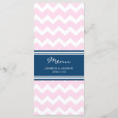 Trouwmenu Roze Marine Blauw Wit Chevron Menu (Achterkant)