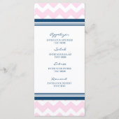 Trouwmenu Roze Marine Blauw Wit Chevron Menu (Voorkant)
